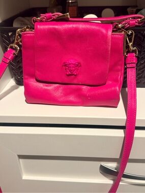 Versace Hot Pink Leather Medusa Crossbody Bag